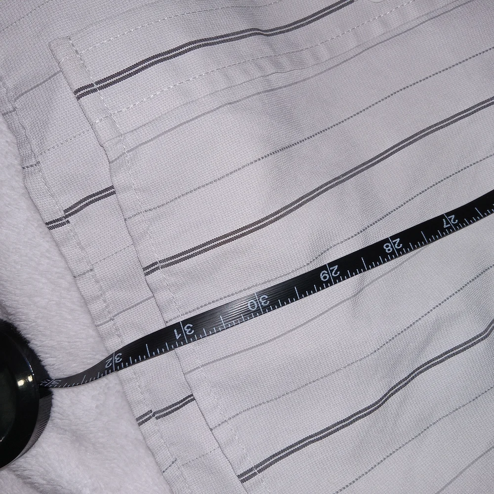 Tony Hawk Light Grey Striped Button Up Skater Shirt Mens Size XL